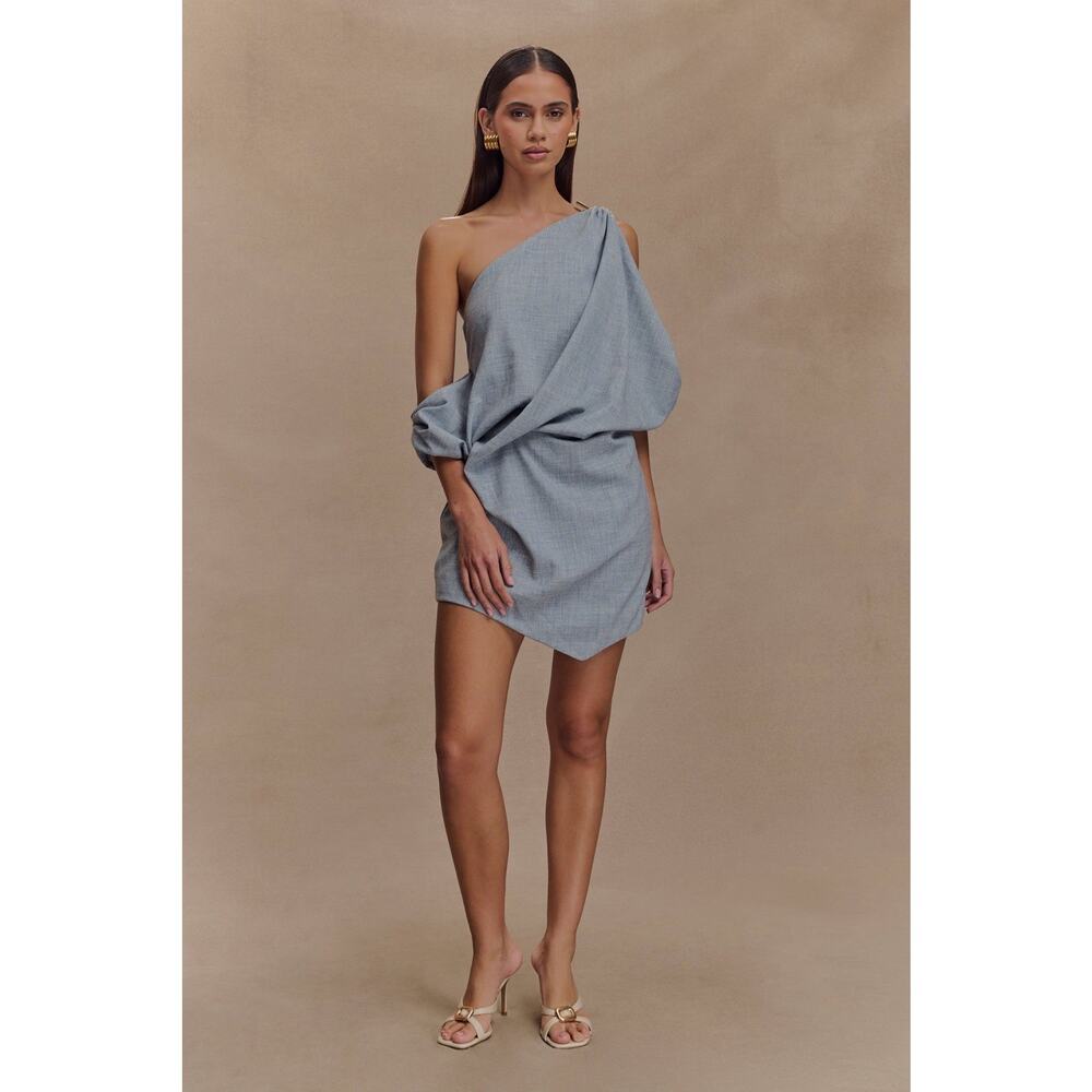 Meshki Gabriella Draped Mini Dress Grey M